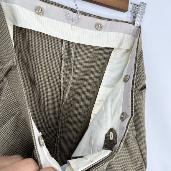 Paul Frederick Men’s 35x30 Brown Pleated Dress Pants Cuffed 100% Wool - Picture 13 of 16